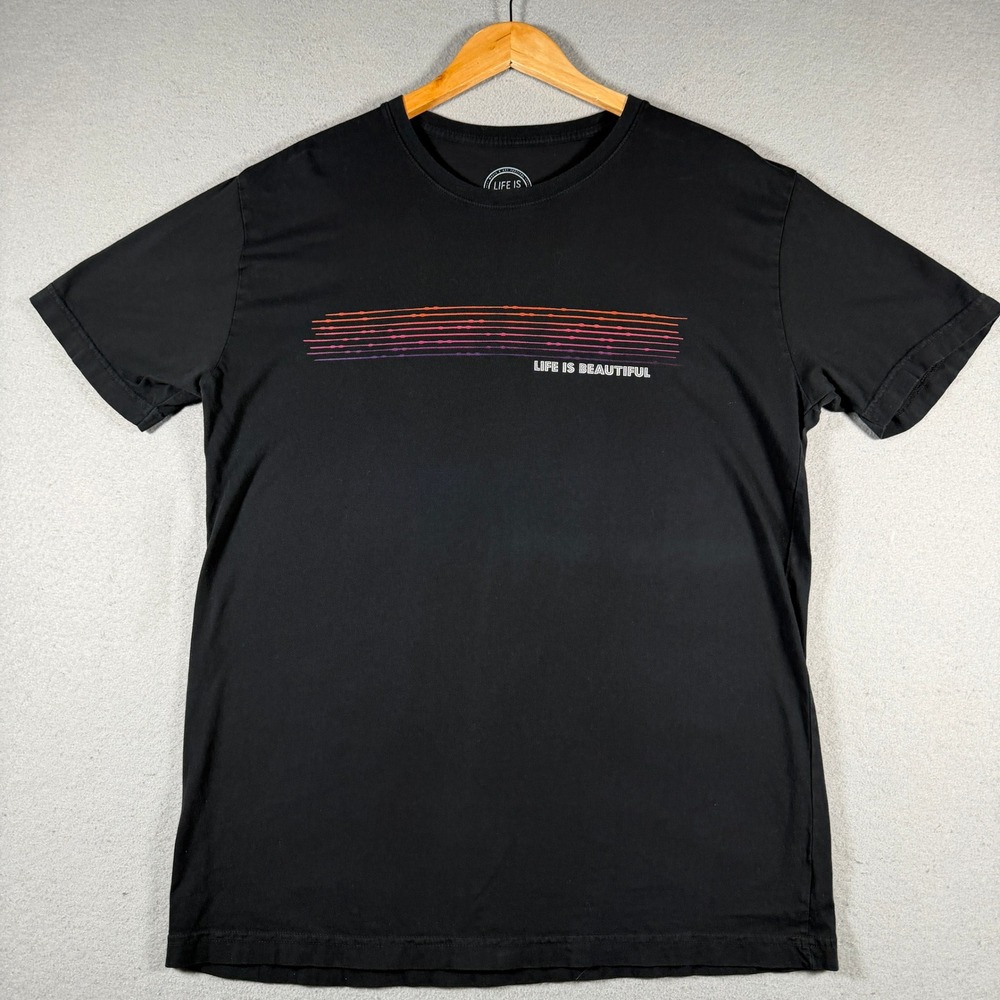Life Is Beautiful Music Festival T-Shirt Mens XL Black Golden‎ Goods Graphic Tee